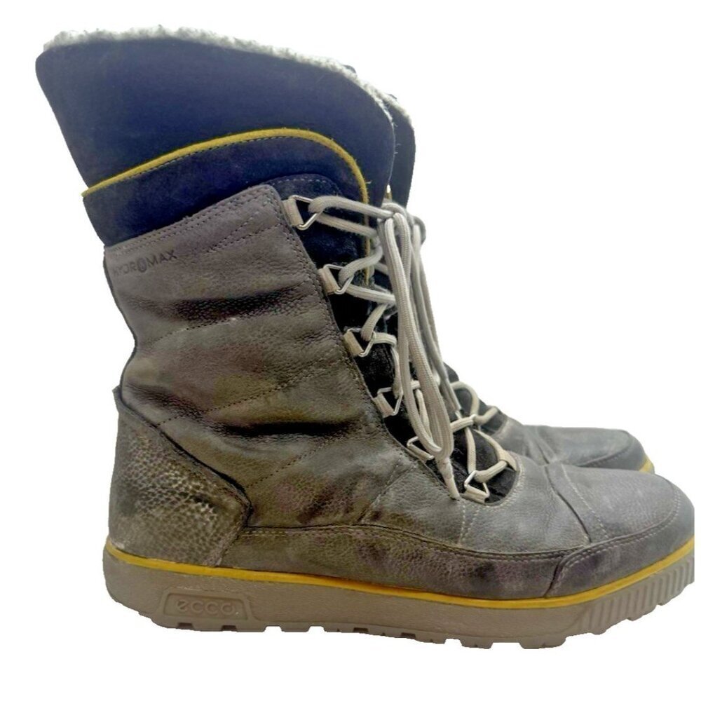 ECCO Siberia Lite Waterproof Winter Boots Graphite Gray Leather EU 41 US 10-10.5